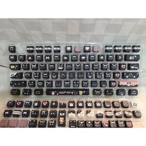 TYRIXKI Cute Black Cat Keycap Set – MOA Profile PBT Mechanical Keyboard Keycaps